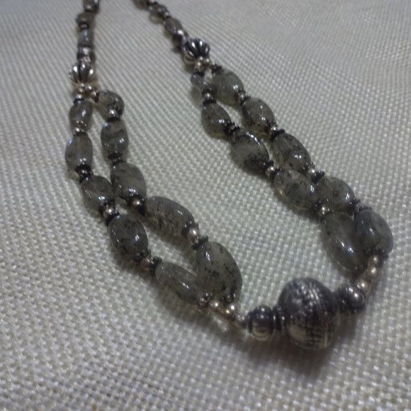 Beautiful "TOURMALINE QUARTZ" Handmade Sterling Necklace Size 19" #961A - Picture 2 of 3